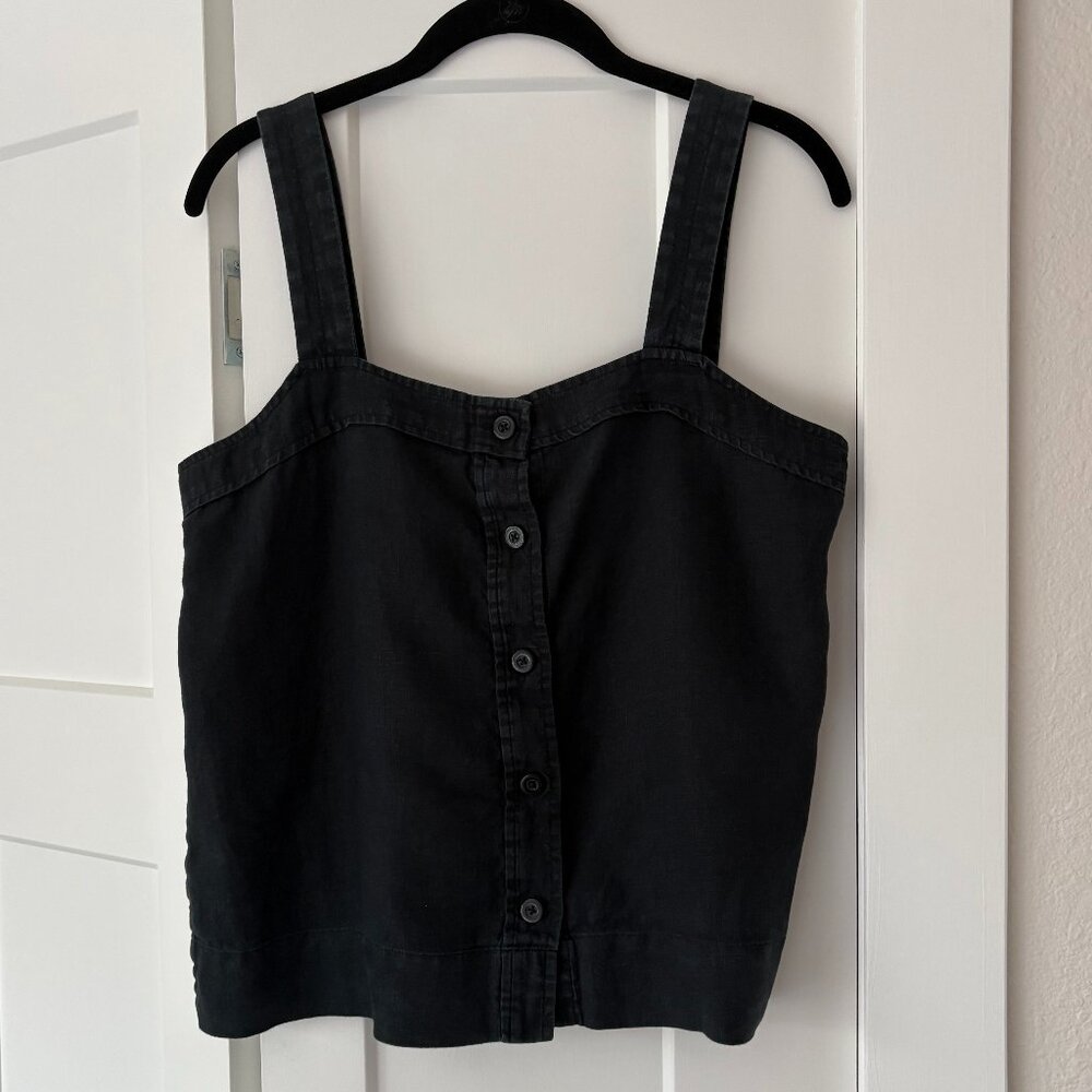 100% Linen Everlane The Linen Picnic Tank in Washed Black (Size 8)
